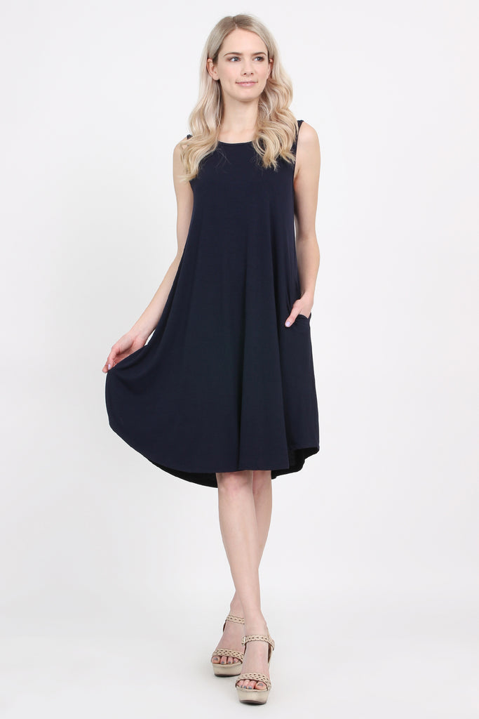 Sleeveless Pocket Swing Dress