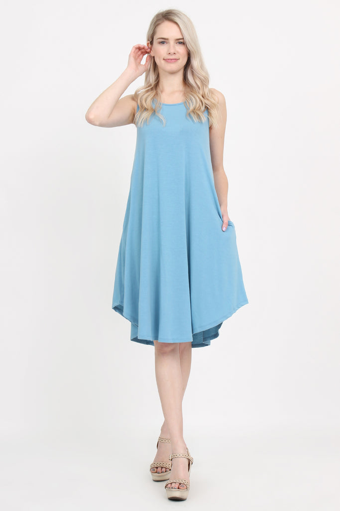 Sleeveless Pocket Swing Dress