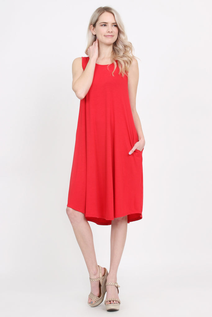 Sleeveless Pocket Swing Dress
