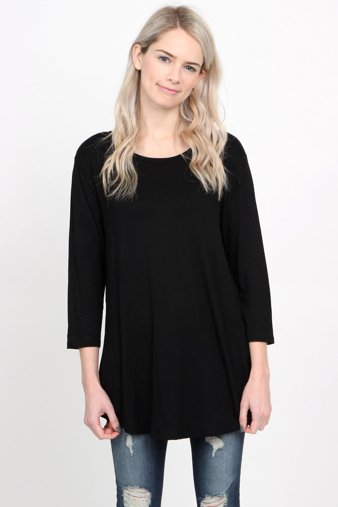 Premium 3/4 Sleeve Dolphin Hem Top