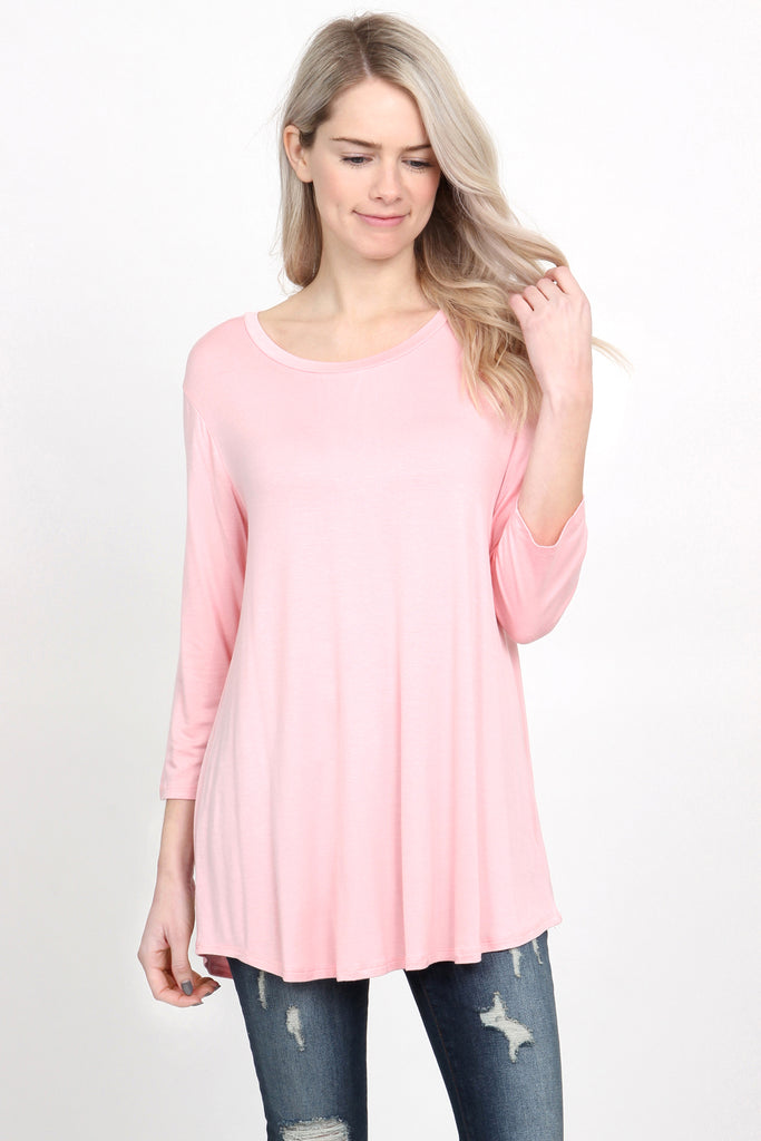 Premium 3/4 Sleeve Dolphin Hem Top