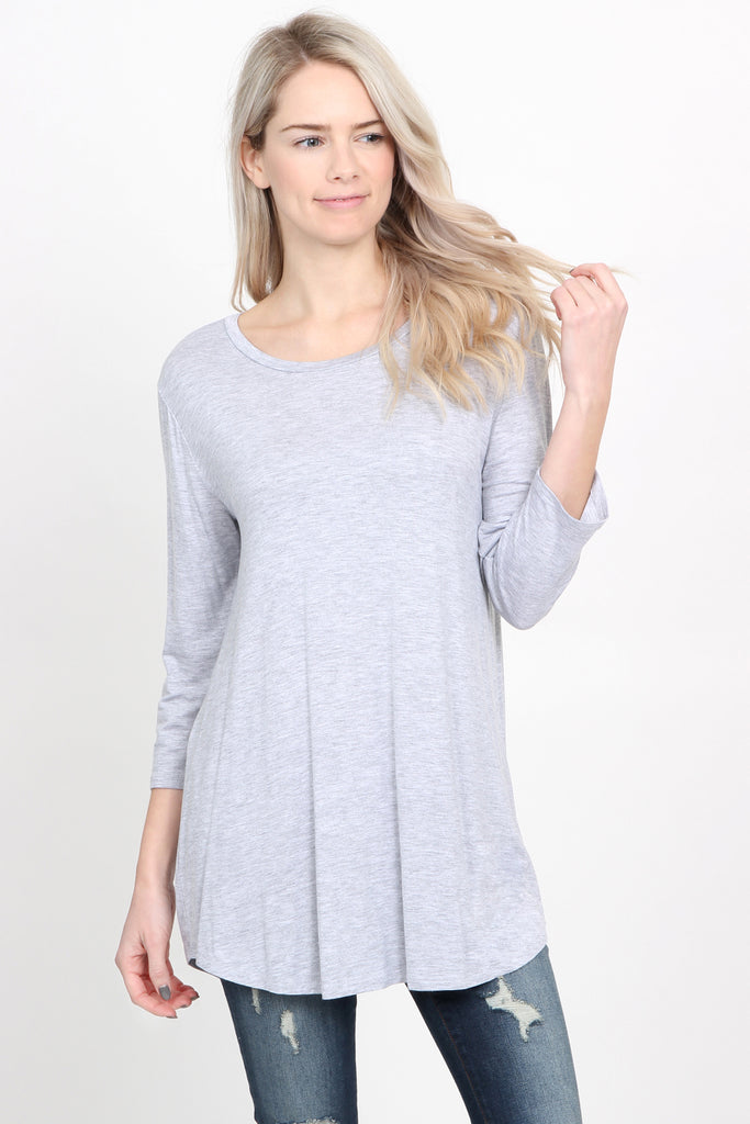 Premium 3/4 Sleeve Dolphin Hem Top