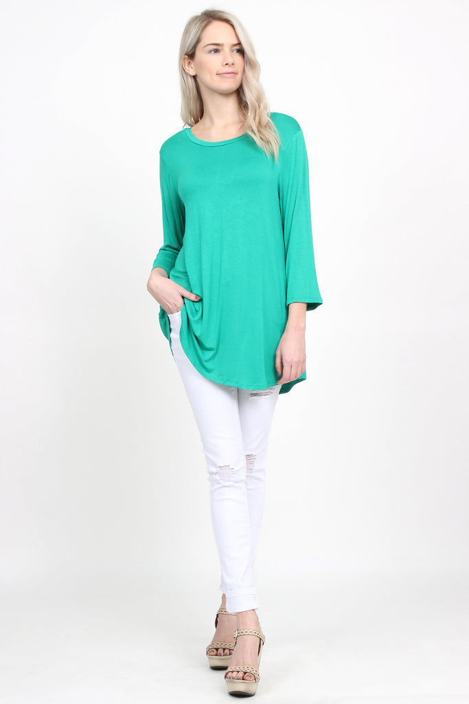 Premium 3/4 Sleeve Dolphin Hem Top