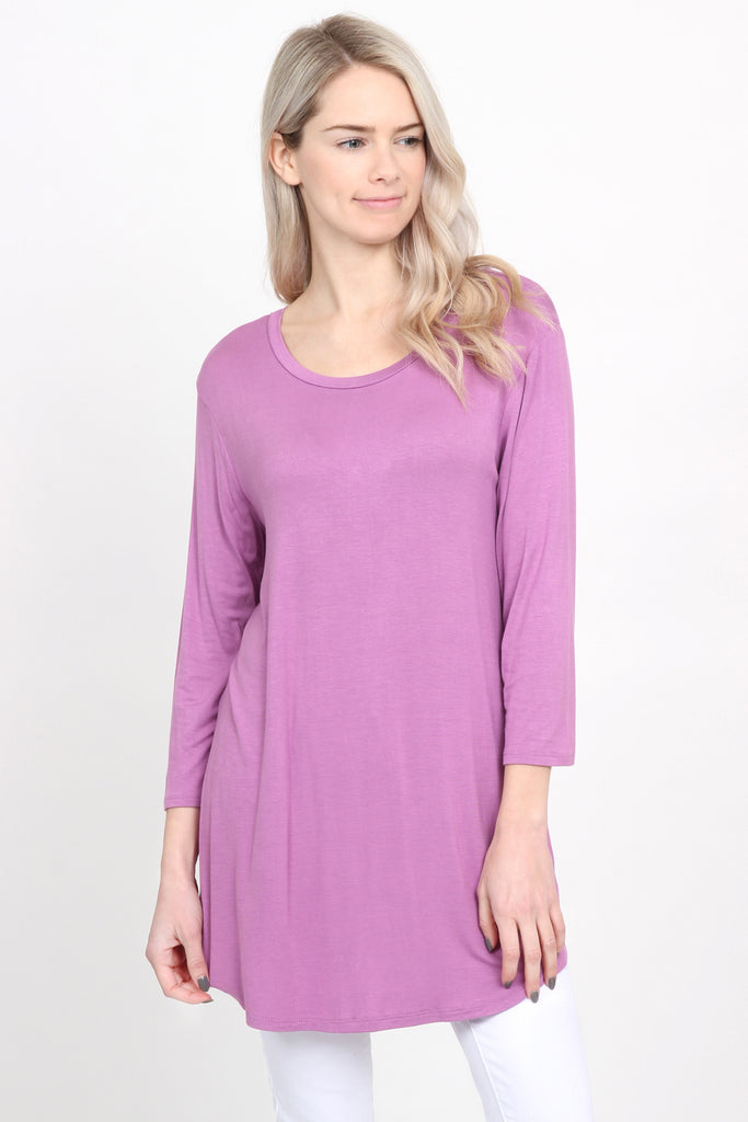 Premium 3/4 Sleeve Dolphin Hem Top