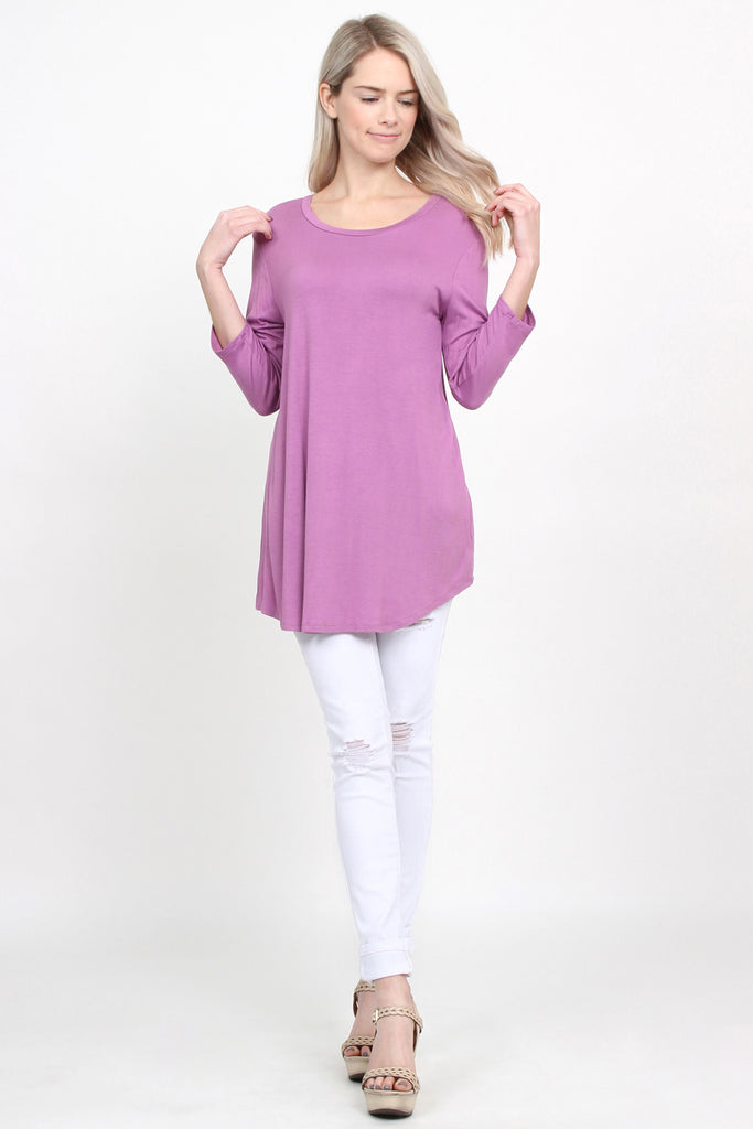 Premium 3/4 Sleeve Dolphin Hem Top
