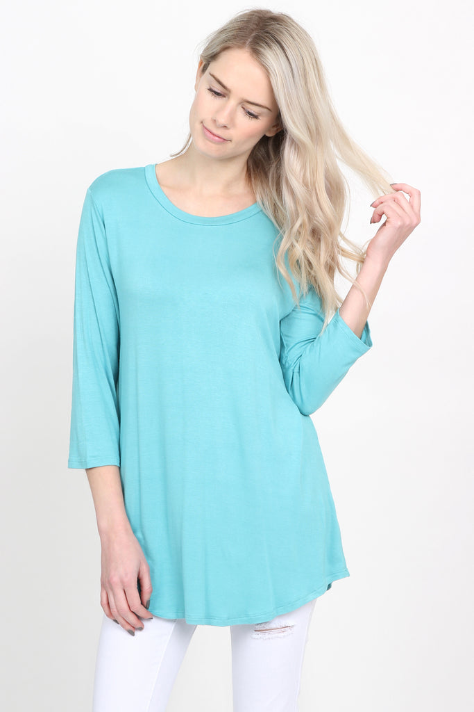 Premium 3/4 Sleeve Dolphin Hem Top