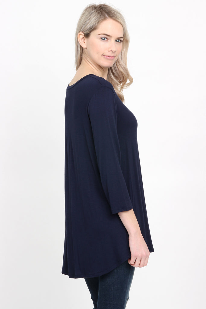 Premium 3/4 Sleeve Dolphin Hem Top