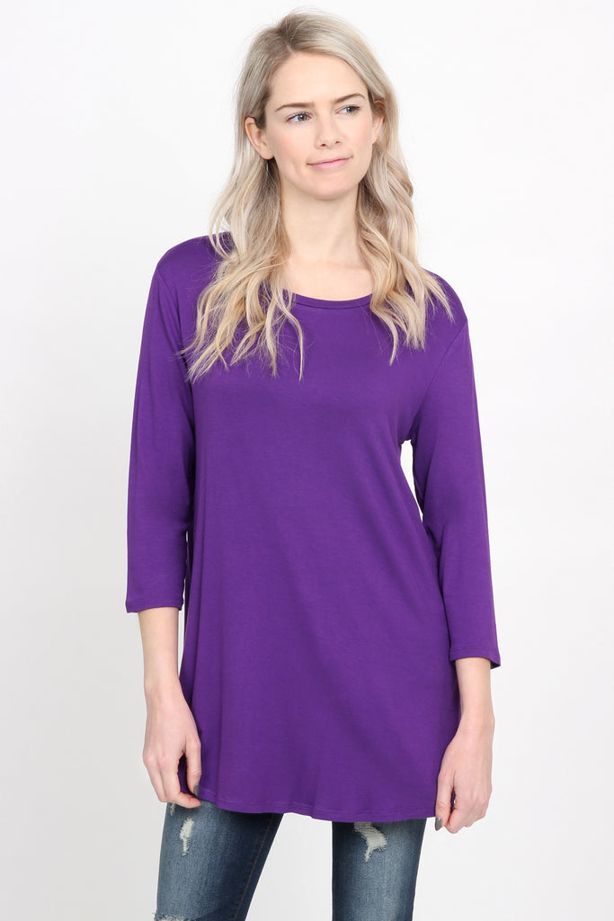 Premium 3/4 Sleeve Dolphin Hem Top