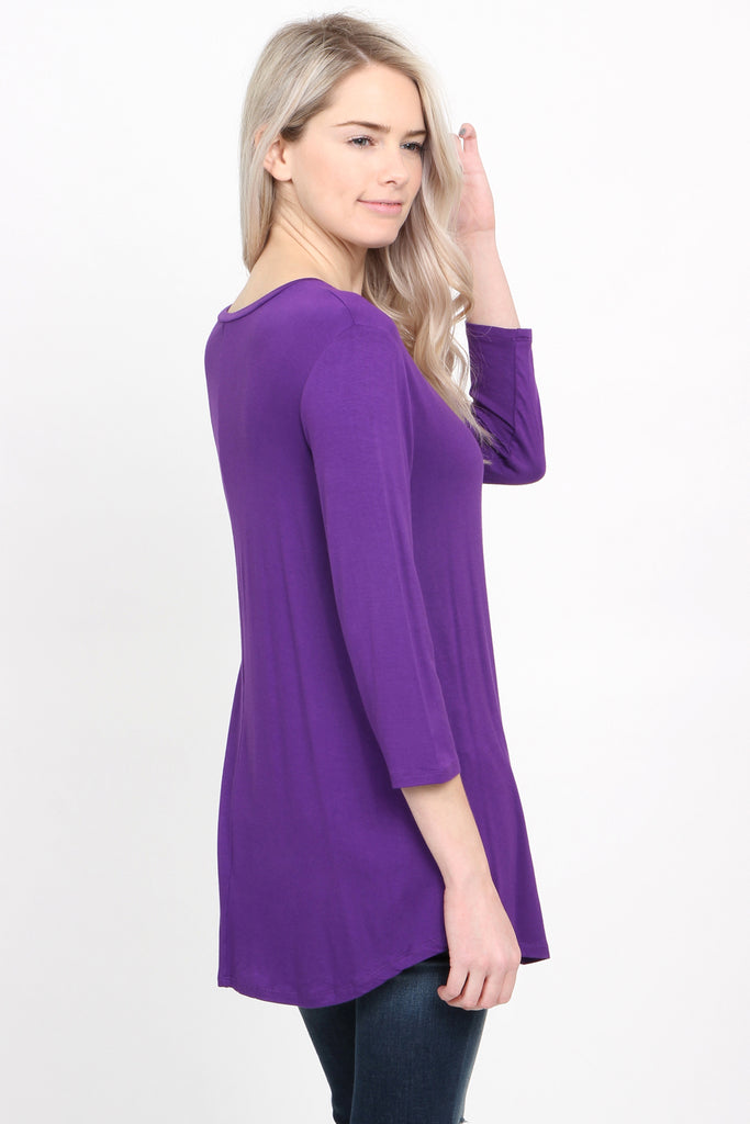 Premium 3/4 Sleeve Dolphin Hem Top