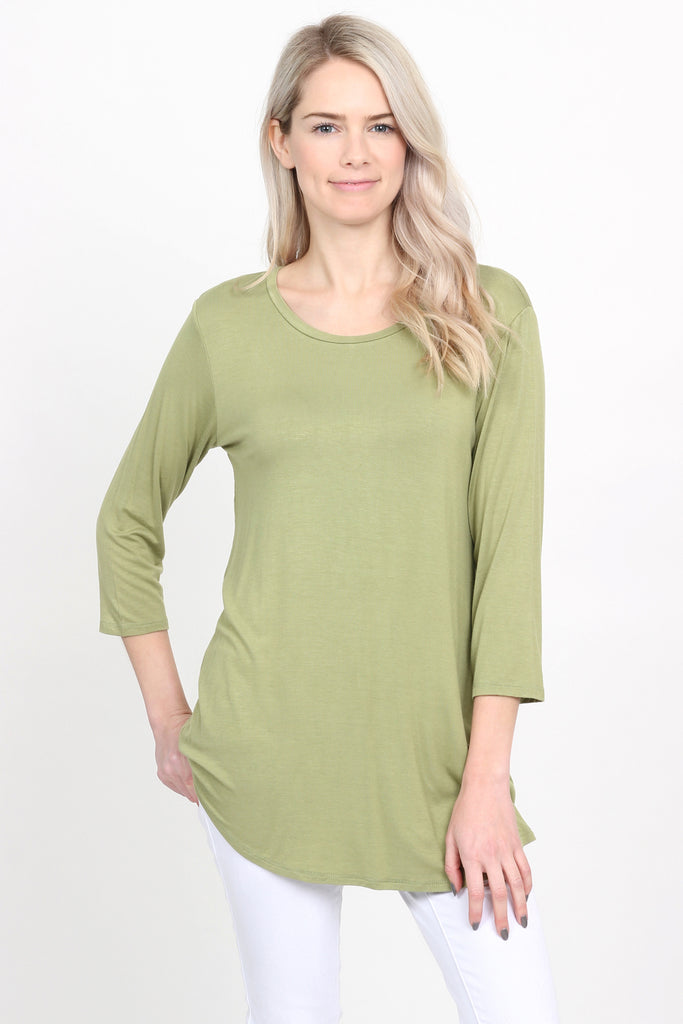 Premium 3/4 Sleeve Dolphin Hem Top