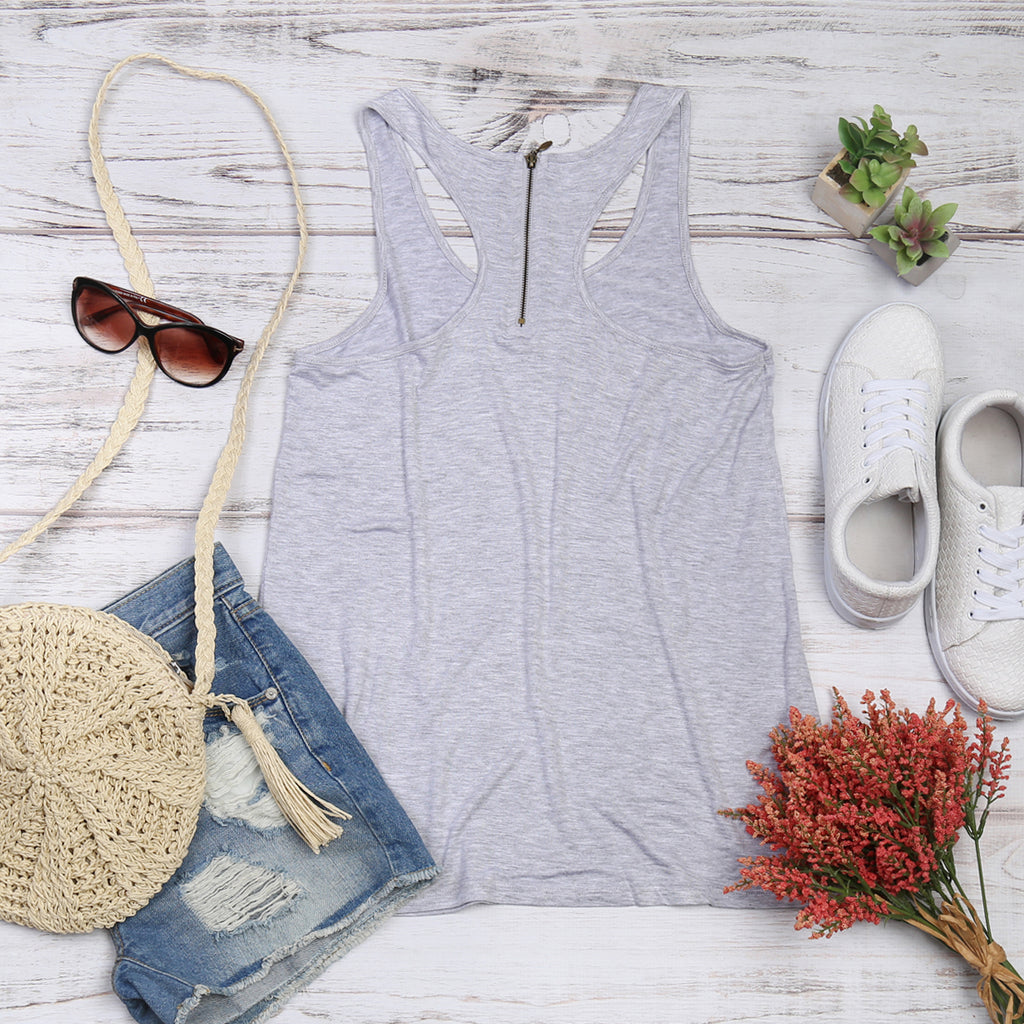 Racer Back Zipper Tank Top
