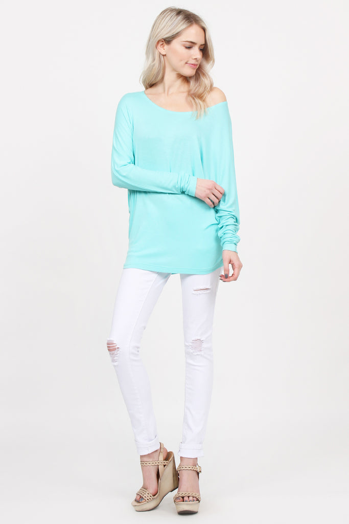 Long Sleeve Dolman Off-Shoulder Top
