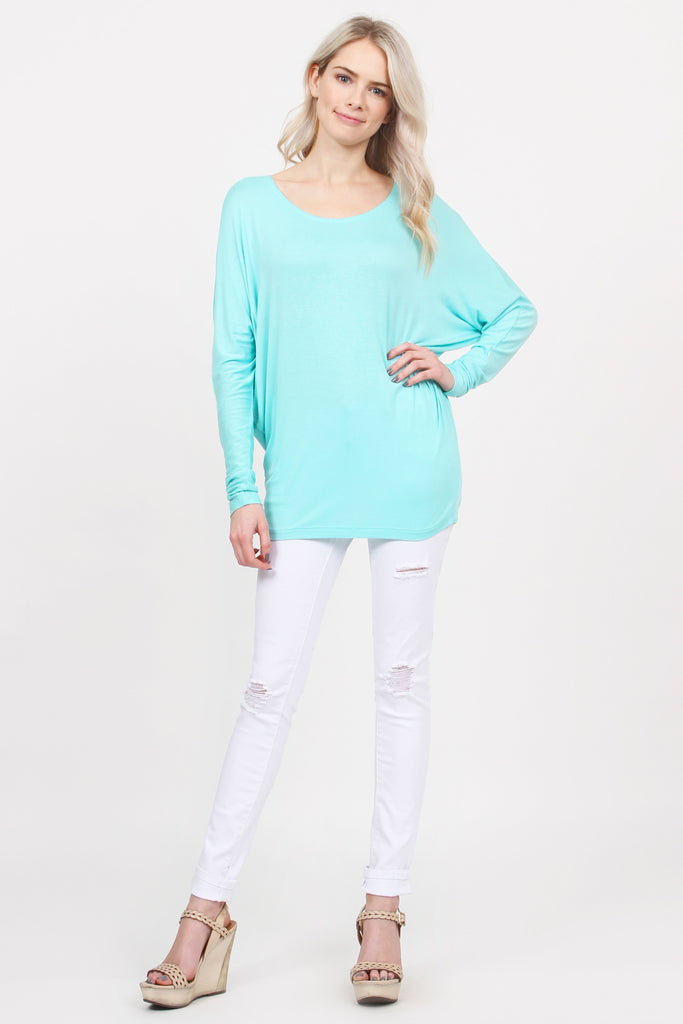 Long Sleeve Dolman Off-Shoulder Top