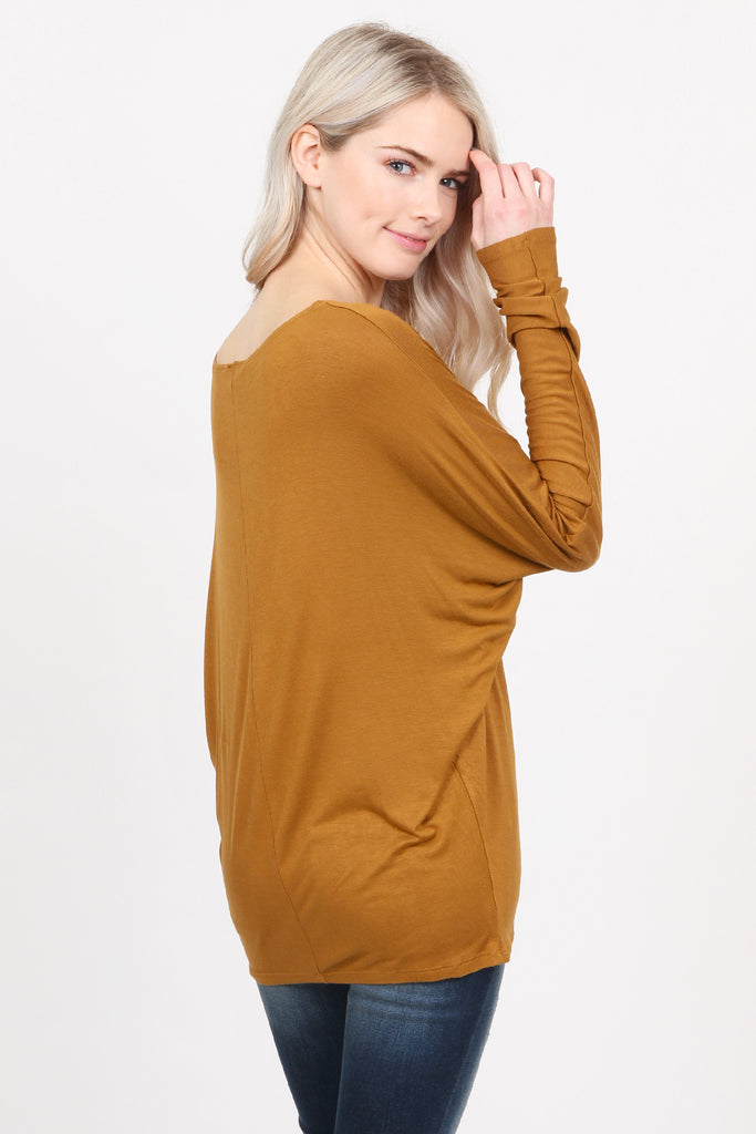 Long Sleeve Dolman Off-Shoulder Top