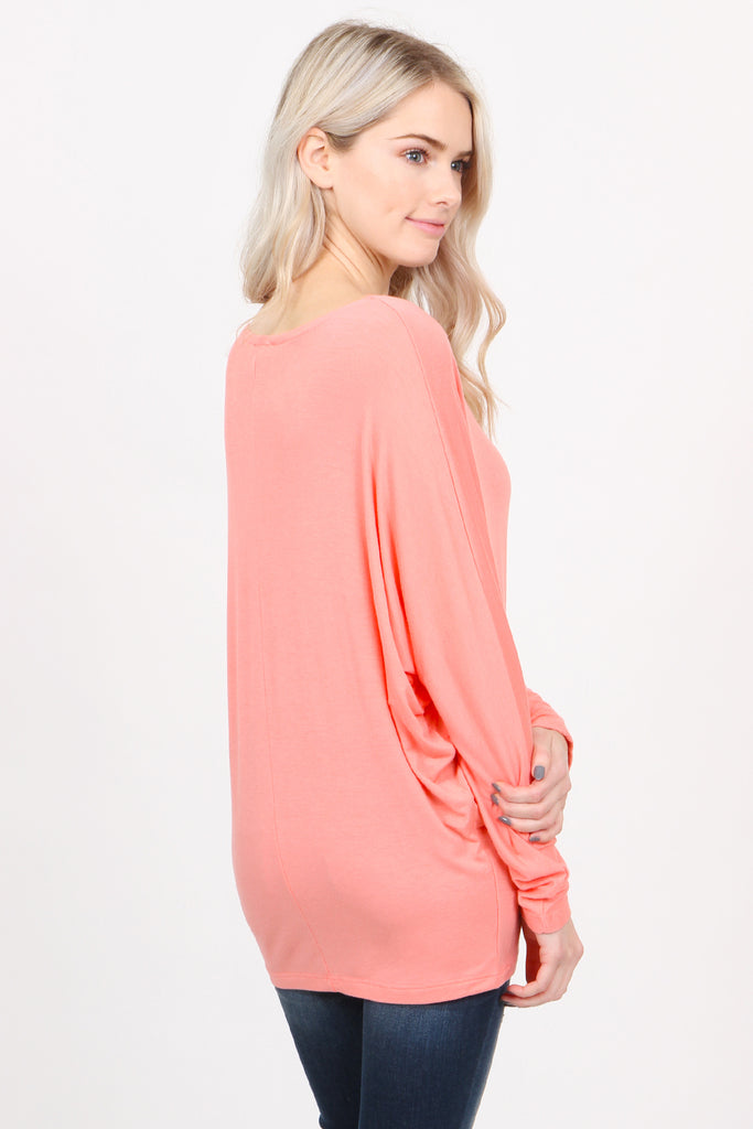 Metallic Foil Dolman Sleeve Off the Shoulder Top in Red main image 1