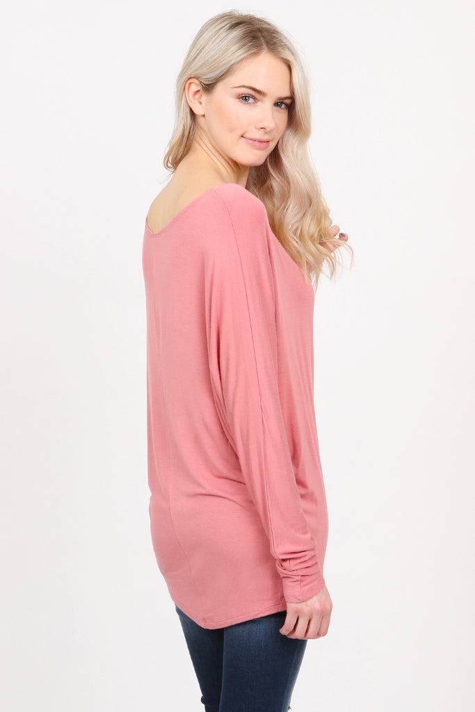 Long Sleeve Dolman Off-Shoulder Top