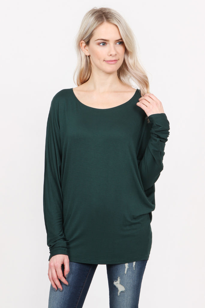 Long Sleeve Dolman Off-Shoulder Top