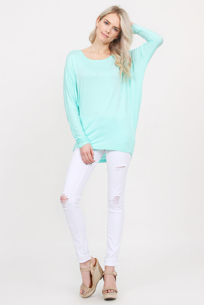 Long Sleeve Dolman Off-Shoulder Top
