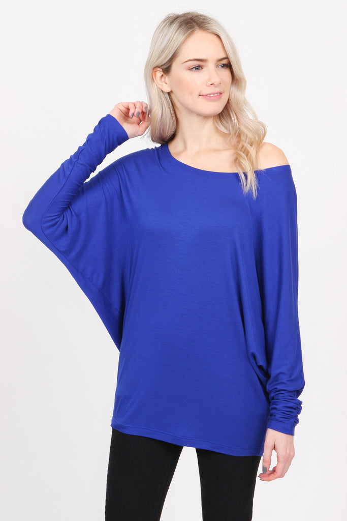 Long Sleeve Dolman Off-Shoulder Top