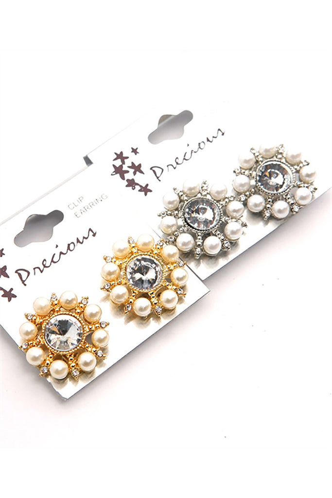 Rhinestone Pearl Studs