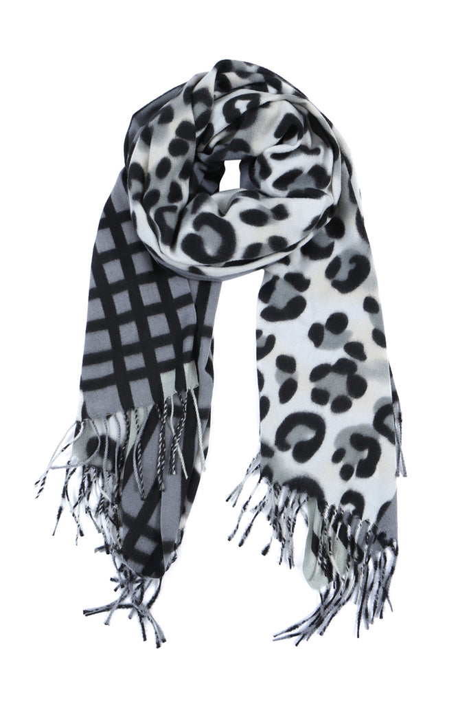 S5020 - LEOPARD PRINT DUAL DESIGN FRINGE WOMEN'S SCARF
