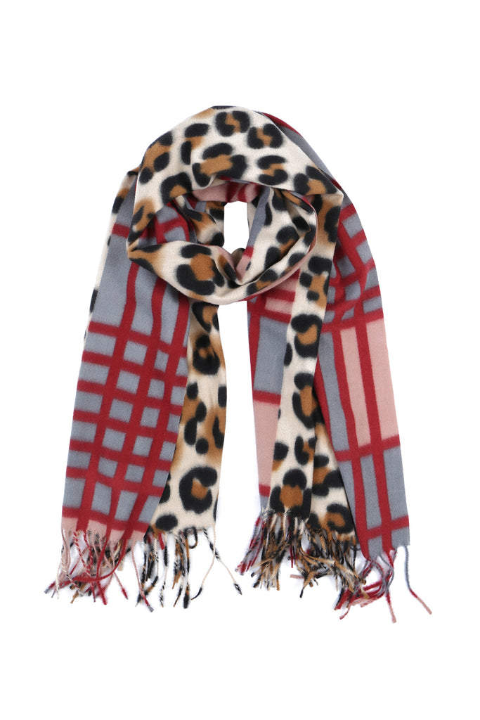S5020 - LEOPARD PRINT DUAL DESIGN FRINGE WOMEN'S SCARF