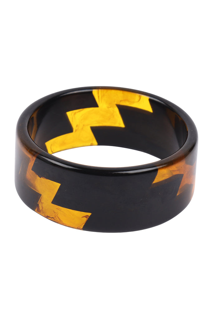 ZIGZAG TWO TONE ACETATE BANGLE BRACELET