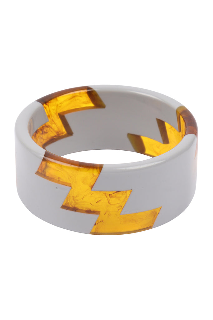 ZIGZAG TWO TONE ACETATE BANGLE BRACELET