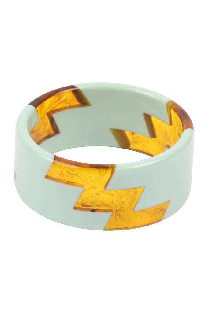 ZIGZAG TWO TONE ACETATE BANGLE BRACELET