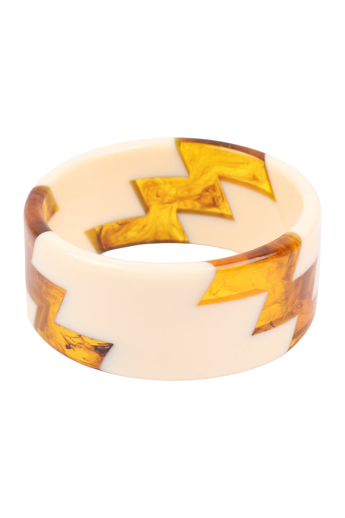 ZIGZAG TWO TONE ACETATE BANGLE BRACELET