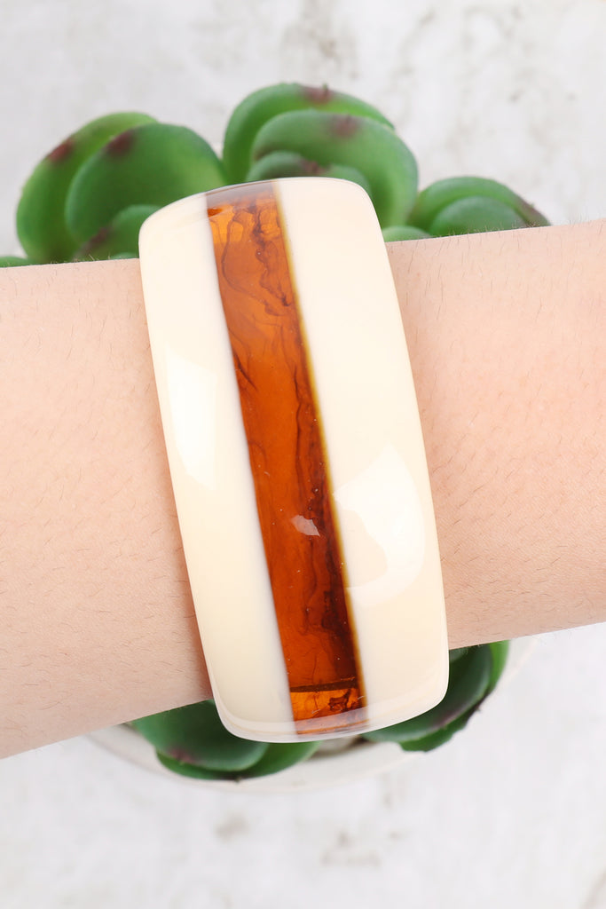 SB5171 - TWO TONE ACETATE BANGLE BRACELET