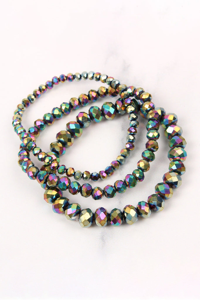 THREE STACKABLE RONDELLE BRACELET SET