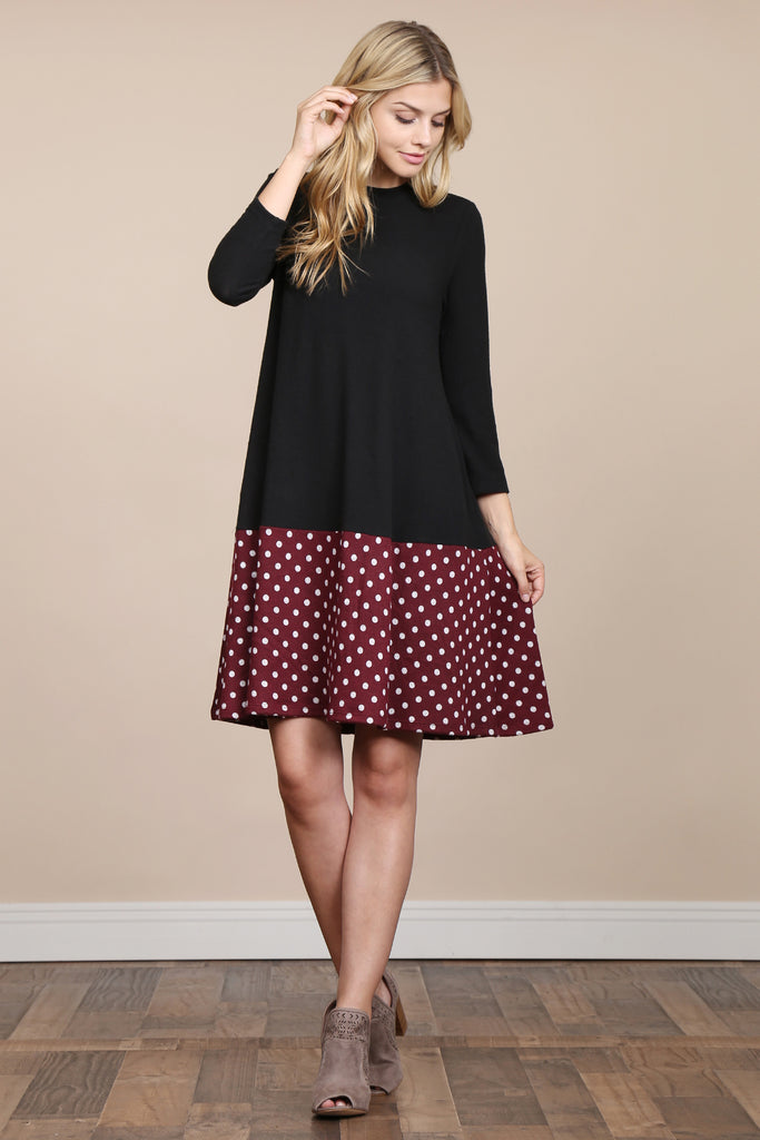 Polka Dot Contrast Pocket Dress