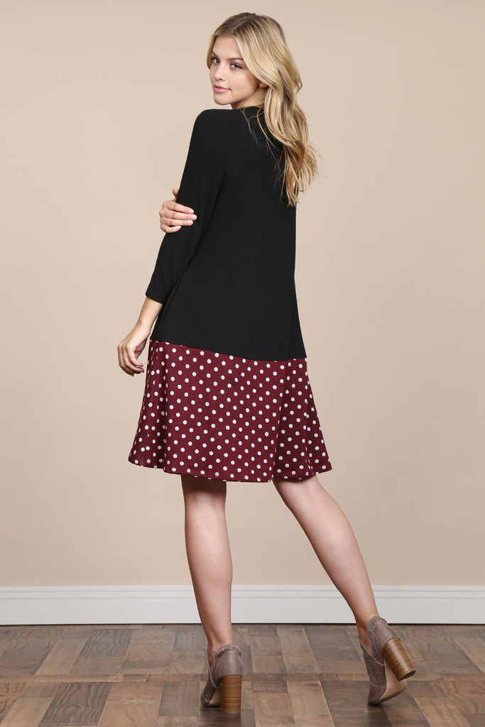 Polka Dot Contrast Pocket Dress