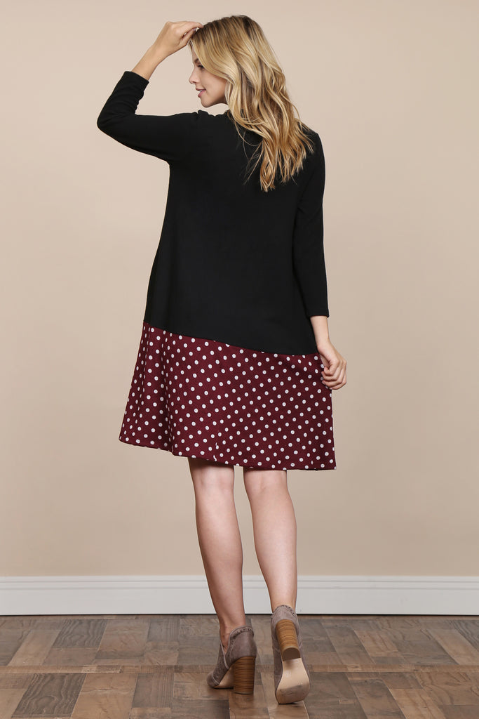 Polka Dot Contrast Pocket Dress