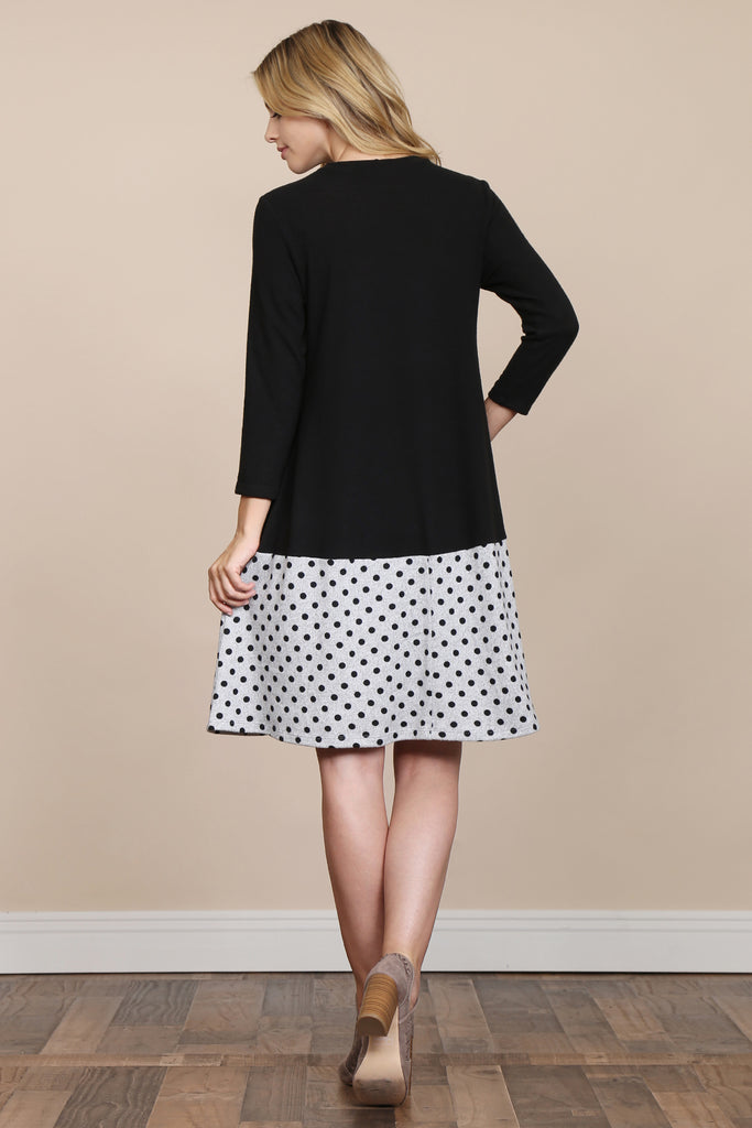 Polka Dot Contrast Pocket Dress