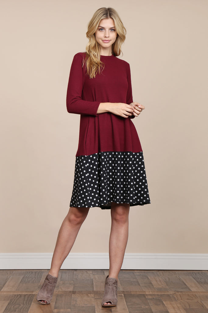 Polka Dot Contrast Pocket Dress