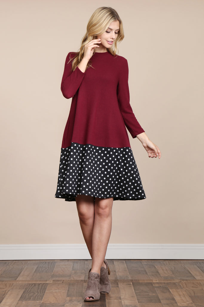 Polka Dot Contrast Pocket Dress