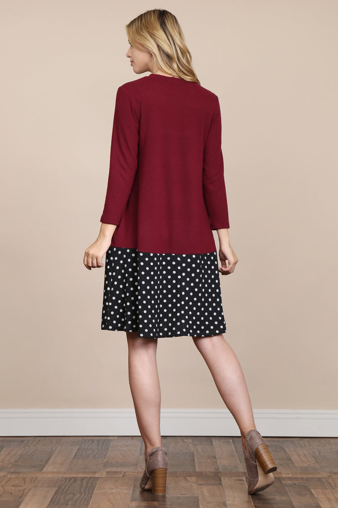 Polka Dot Contrast Pocket Dress