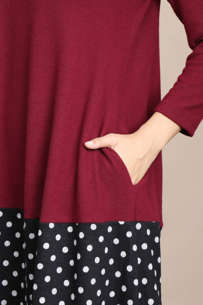 Polka Dot Contrast Pocket Dress