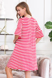 Striped Bell Sleeved Swing Pocket Dress