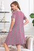 Short Sleeved Striped Pocket Dress