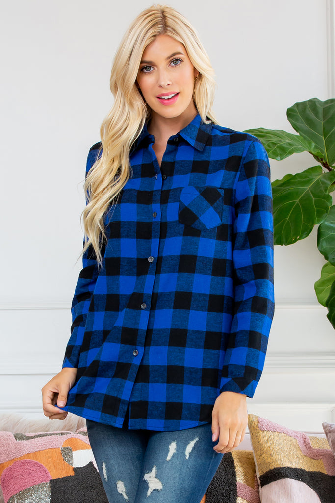Sherpa Lined Plaid Flannel Top