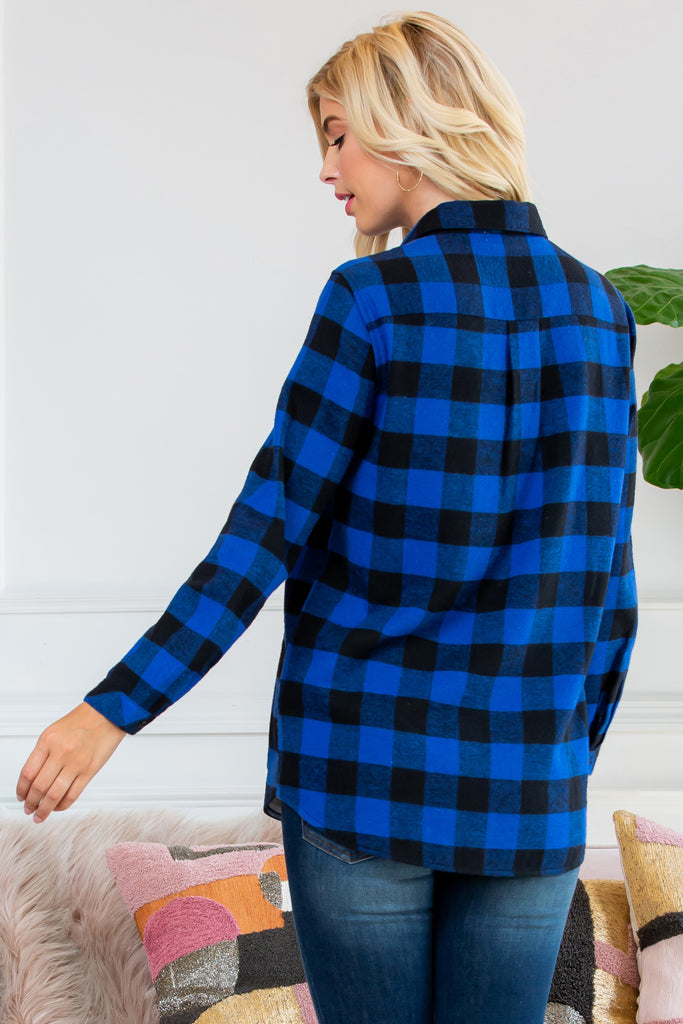 Sherpa Lined Plaid Flannel Top