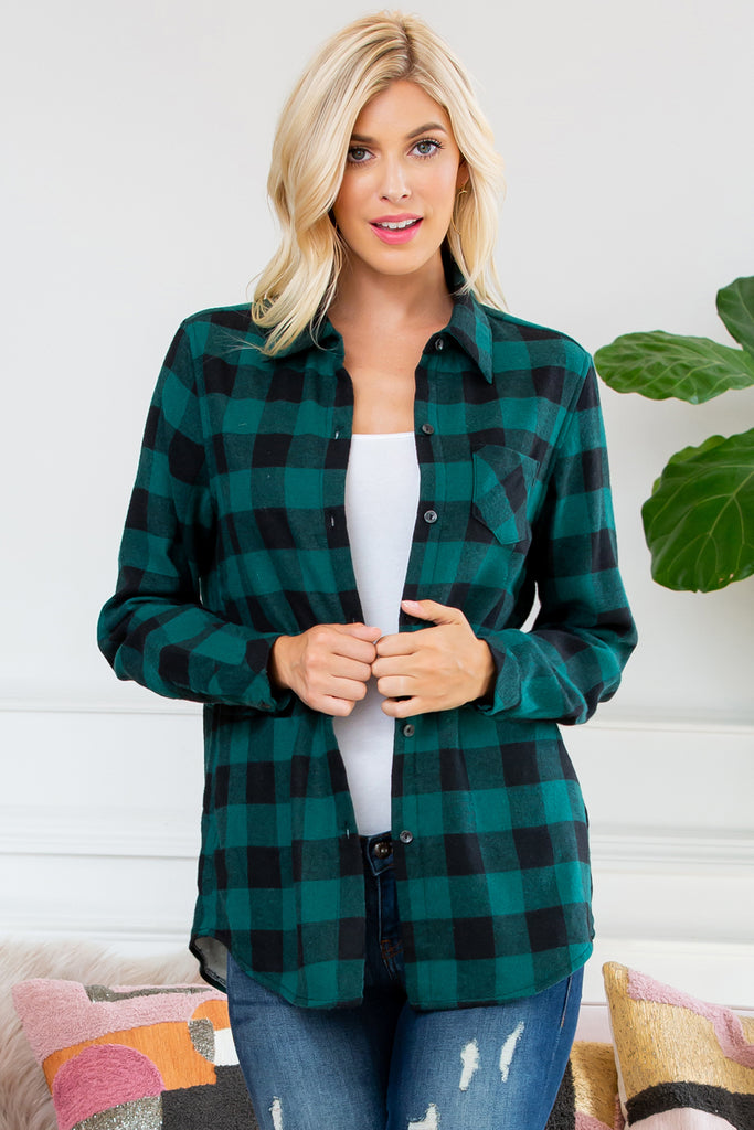 Sherpa Lined Plaid Flannel Top