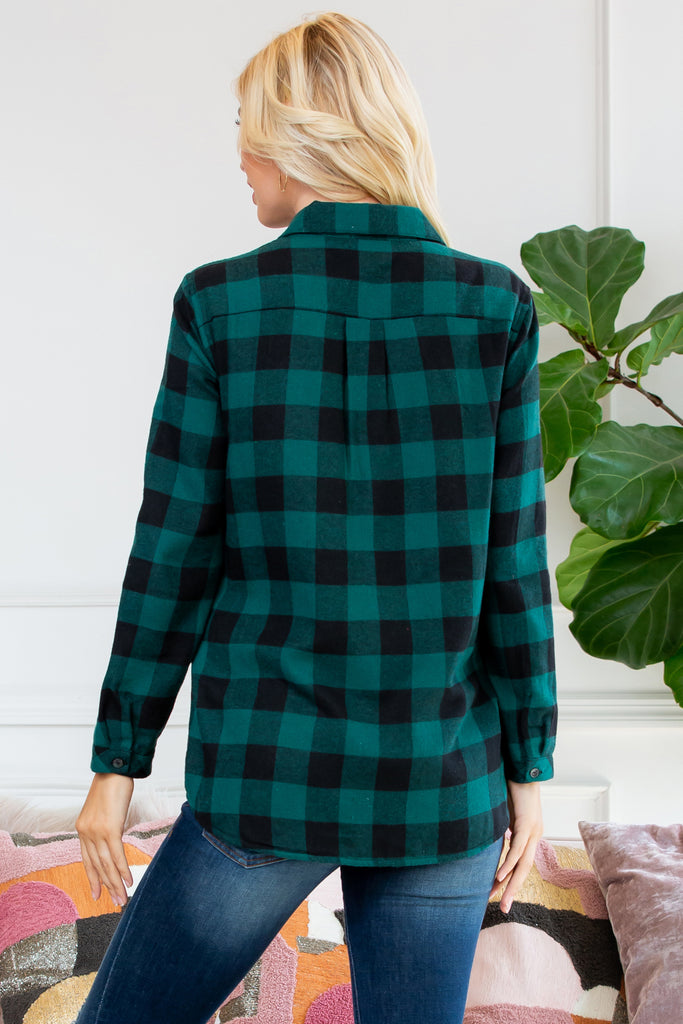 Sherpa Lined Plaid Flannel Top