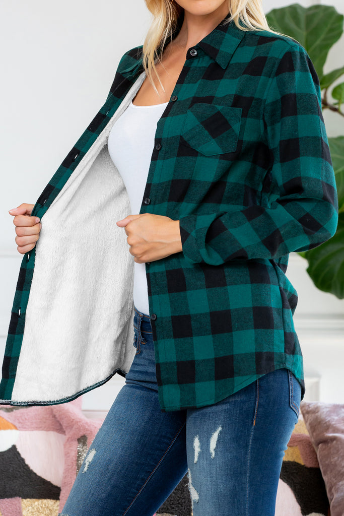 Sherpa Lined Plaid Flannel Top