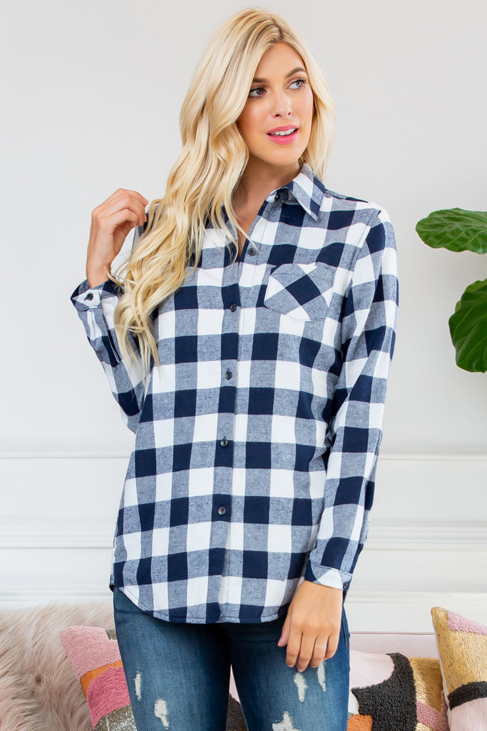 Sherpa Lined Plaid Flannel Top