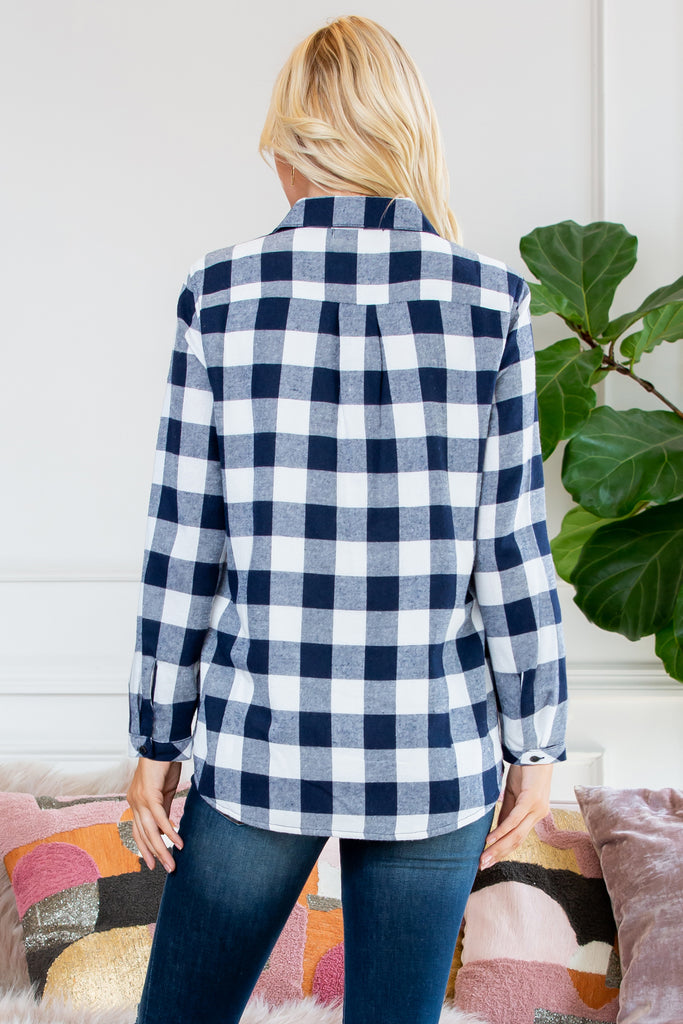 Sherpa Lined Plaid Flannel Top