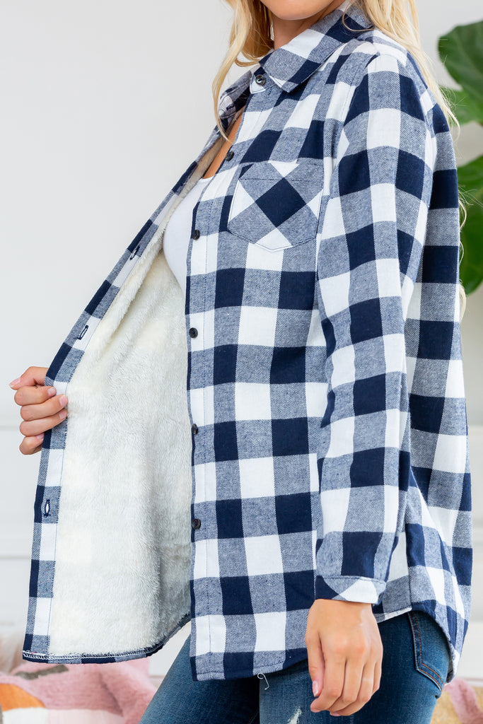 Sherpa Lined Plaid Flannel Top